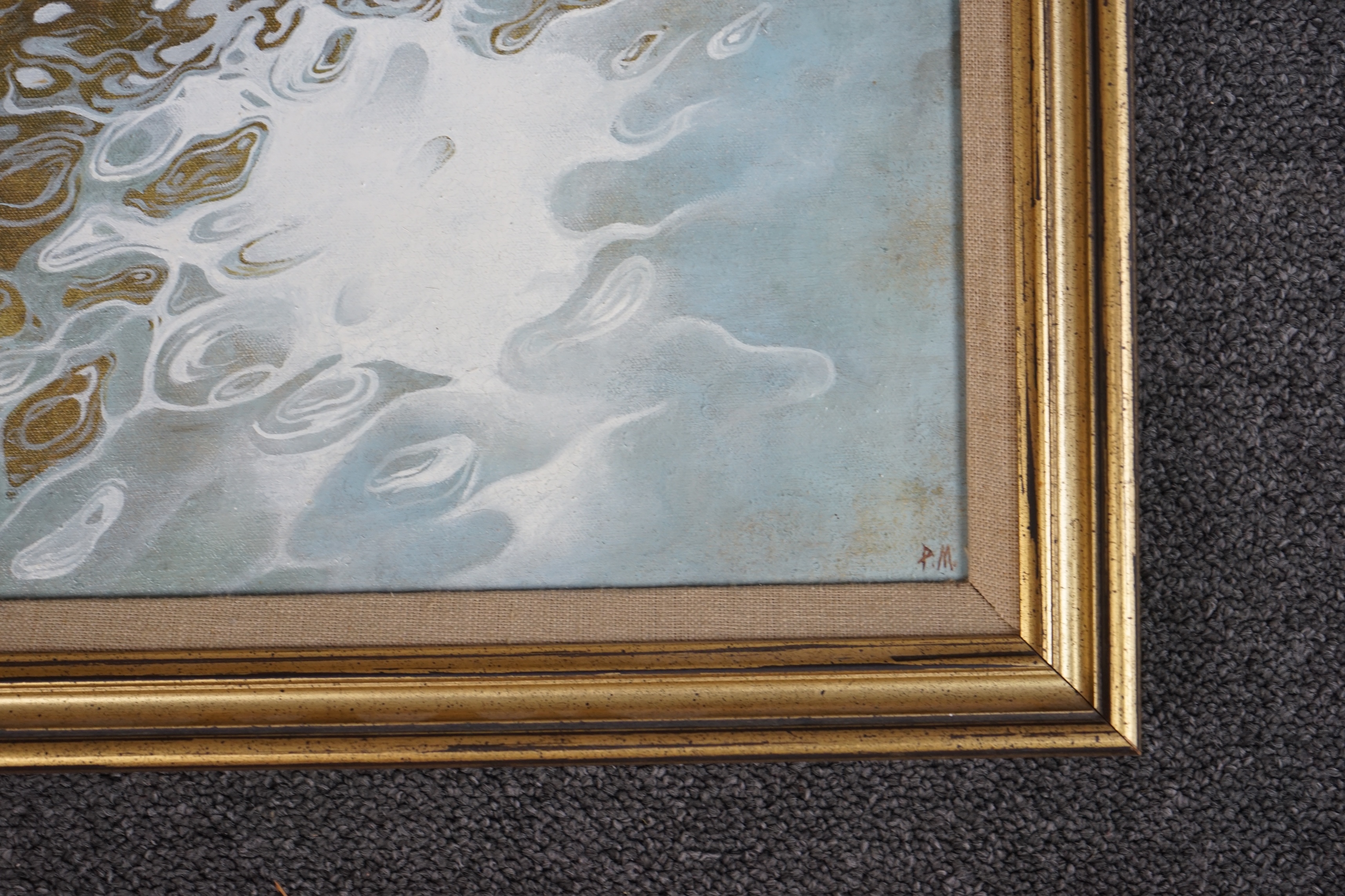 Pamela Monks, oil on board, 'River Wye, Peak District', signed with initials, details verso, 23 x 27cm. Condition - good